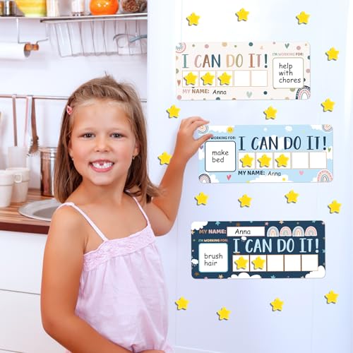 3 Sets Magnetic Rewards Chart for Kids I Can Do It Token Board Boho Rainbow Behavior Chart at Home Positive Star and Customization Goal Box Incentives for Teacher Essentials Elementary Classroom - style: Boho Rainbow