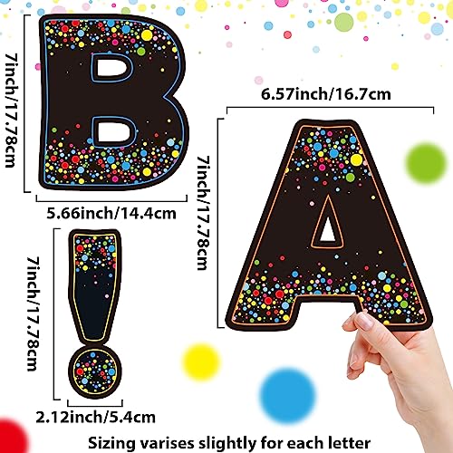 150 PCS Large 7" Bulletin Board Letters Set,Black Confetti Classroom Alphabet Cutout Letter for Bulletin Board Display Home School, A Great Helper to Inspire Students' Learning Interest - style: Confetti