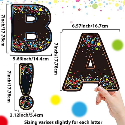 150 PCS Large 7" Bulletin Board Letters Set,Black Confetti Classroom Alphabet Cutout Letter for Bulletin Board Display Home School, A Great Helper to Inspire Students' Learning Interest - style: Confetti