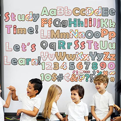 260pcs Letters Combo Pack Set Wood Grain Classroom Decorations Alphabet Letters Numbers Bulletin Board Block Accents Cutouts for Students Kids - style: Wood