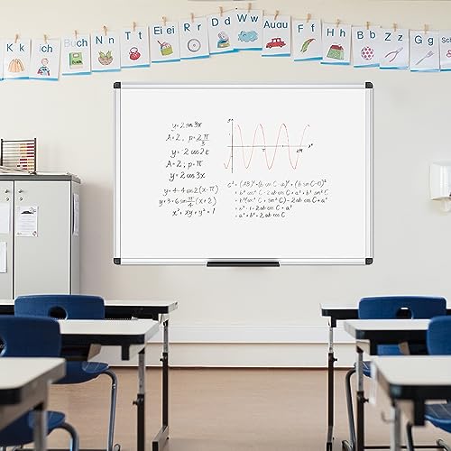 VIZ-PRO Dry Erase Board/Whiteboard, 36 X 24 Inches, Wall Mounted Board for School Office and Home - size: 36"W x 24"H