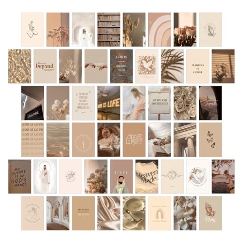 Wall67 Christian Bedroom Decor, 50 Pcs 4x6 Inch Aesthetic Wall Art Prints, Bible Quotes Room Decor - color: Boho