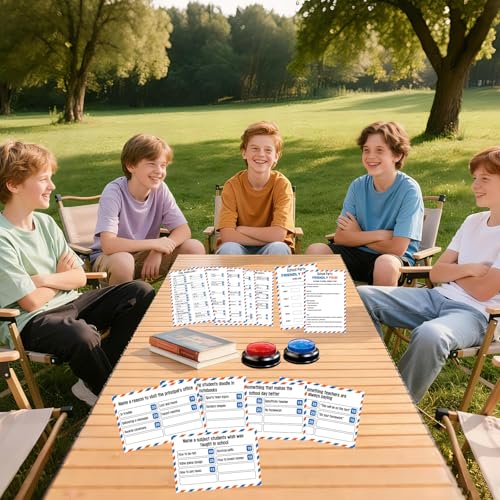 School Party Friendly Feud Game with 2 Answer Buzzers, Graduation Team Building Class Reunion Feud Cards for School Game Night Fun Trivia Quiz for Students Teachers Groups Holiday Gatherings