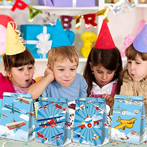 24Pcs Plane Party Bags Airplane Birthday Party Supplies Planes Party Decorations Airplane Gift Bag Airplane First Birthday Decorations - style: airplane01