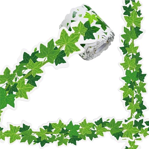 60 Feet Bulletin Board Borders, Scalloped Rolled Border Trim with Ivy Leaves Patterns for School, Classroom & Offices - color: Lvy Leaves