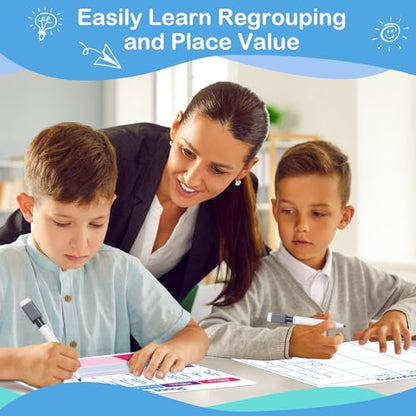 Aizweb 12 Pack Place Value Dry Erase Board Card,12" x 9"Regrouping Base Ten Small Whiteboard Math Manipulatives Addition Subtraction Game for Student Classroom Must Have Homeschool Teacher Supplies - style: 12 Pack Place Value