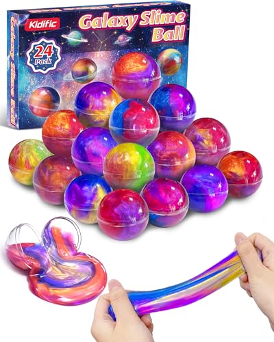 24 Pack Galaxy Slime Party Favors, Non-Sticky, Stress Relief Treasure Box Toys for Classroom Prizes Party Supplies, Student Gifts Birthday Goodie Bags Stuffers for Kids Teens Boys Girls 4-8, 8-12 - style: Galaxy