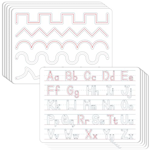 24Pcs Handwriting Practice Double Sided Cardboard for Students ABC Alphabet Tracing Dry Erase Whiteboard Letters Writing Paper Cardboard for Teacher Learning Tool Portable Writing Learning 12" x 9" - style: ABC Alphabet Tracing