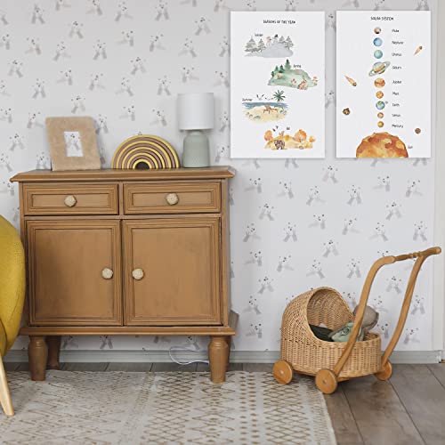 Educational Posters for Toddlers 11x17" Set of 12 - Learning Preschool Posters - Including: Alphabet , Numbers, Months, Days of the Week, Worldmap, USA Map, Solar System, Seasons, Shapes, Colors,