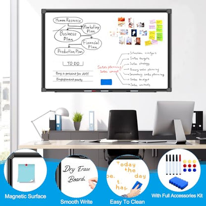 H-Qprobd 36"x24" White Board for Wall Double-Sided Magnetic Dry Erase Board with Black Aluminum Frame, Presentation Whiteboard Suitable for Home, Office, Classroom & Kitchen - size: 36"W x 24"H