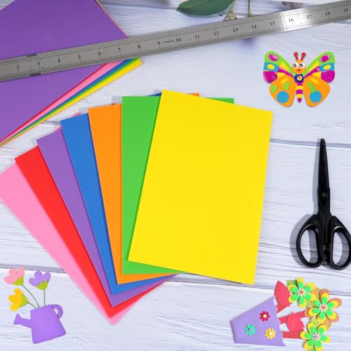 18 Sheets Foam Sheets, 9 Colors Eva Foam Paper 5.5 x 8.5 Inch, 2 mm Thick for Arts and Crafts School Project Scrapbooking DIY Cosplay