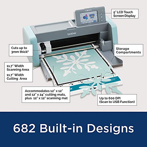 Brother ScanNCut SDX125e DIY Cutting Machine with Scanner, Plus Thin Fabric Auto Blade and Holder, CADXMATF12 Fabric Mat - style: SDX125e + Fabric Kit