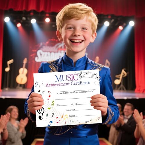 Besttile 30 Pcs Music Achievement Certificate Awards 11 x 8 Inch Certificate of Achievement Recognition Winner Certificate for School Students