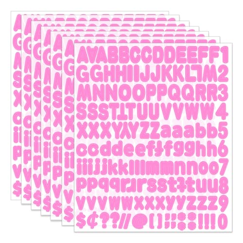 Alphabet Sticker, 1'' Pink Letter Stickers - 12 Sheets, Self-Adhesive Vinyl Mailbox Numbers & Letters for Bulletin Boards, Classroom & Home Decor - color: Pink