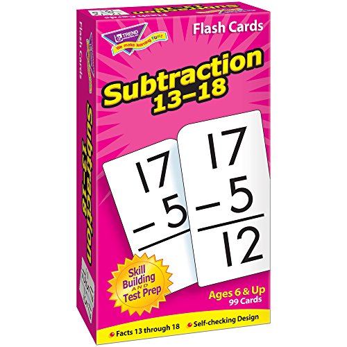 Trend Enterprises: Subtraction 13-18 Skill Drill Flash Cards, Exciting Way for Everyone to Learn, Self-Checking Design, Great for Skill Building and Test Prep, 99 Cards Included, Ages 6 and Up
