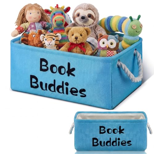 Marsui Book Buddies Themed Storage Basket, Book Buddies Basket for Classroom Reading Prizes Storage Bin Bookish Accessories Bookworm Gift for Club Members Student Teacher Classroom Reading Accessories - color: White Brown, size: Book Buddies