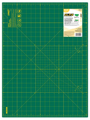 OLFA 18" x 24" Self Healing Rotary Cutting Mat (RM-SG) - Double Sided 18x24 Inch Cutting Mat with Grid for Quilting, Sewing, Fabric, & Crafts, Designed for Use with Rotary Cutters (Green)