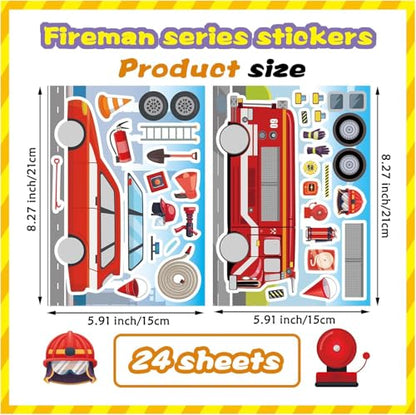 24 Sheets Rescue Vehicle Stickers for Kids, Make Your Own Tow Truck Stickers for Toddlers, Relief Vehicles Theme Sticker for Classroom Teacher Reward(Fire Trucks, Helicopters, Water Trucks) - style: Truck