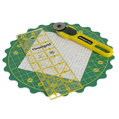 Omnigrid 360 Rotating Self-Healing Cutting Mat, 8 Inch Precision Fabric Cutting Mat with Durable Surface for Quilting, Sewing & Crafts - style: 8"