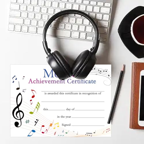 Besttile 30 Pcs Music Achievement Certificate Awards 11 x 8 Inch Certificate of Achievement Recognition Winner Certificate for School Students
