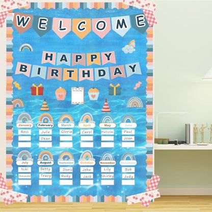 Ocean Sea Bulletin Board Paper Roll,14.8FTx47IN Large Reusable Waterproof Erasable Classroom Wall Background Backdrop, Fade-Resistant Fabric Wrapping Paper School Decors Teacher Supplies - color: Under the Sea Blue