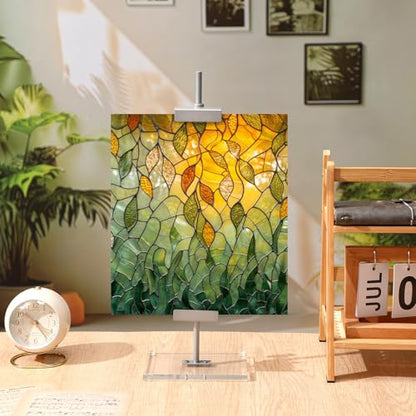 RattanView Adjustable Tabletop Easel Silver Picture Frame Holder Stand up to 16.5" H Metal Floating Picture Rack for Display Easel with Acrylic Base 16 x 5 Frame Holder Stand Table for Art Photo Signs - color: Silver