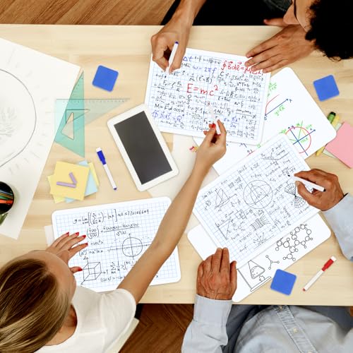 16 Pack Dry Erase XY Axis Graph Lap Boards 9'' x 12'' Double Sided White Boards Math Student White Boards Small Dry Erase Board with 20 Pens and 16 Erasers for School Classroom Supplies
