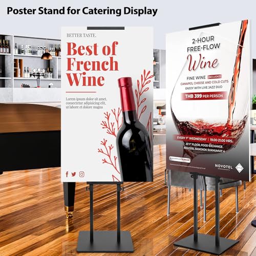Pedestal Poster Sign Stand for Double Sided Display, Adjustable Poster Board Stand Height Up to 80", Heavy Duty Floor Standing Sign Holder for Board, Foam, Banner Display Stand, Black 1Pack - size: 1 Pack Poster Stand