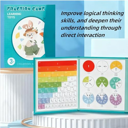 Magnetic Fraction Demonstration Book, 103 PCS Magnetic Fraction Tiles & Fraction Circles, Educational Puzzle Math Fraction Disc Set,Math Puzzle Learning Building Block Set for Classroom