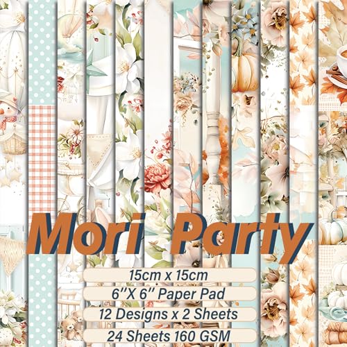 6x6" 160gsm cardstock Single Sided Scrapbooking 24 Papers Pad vintage decoupage scrapbook kit patterned paper junk journal supplies journaling supply scrap paper crafting.Mori Party - color: 24sheets-Mori Party