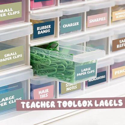 42 Pieces Teacher Toolbox Labels Tool Box Storage Label Classroom Supply Decor for Back to School Teachers Classroom Organization (Boho) - style: Bohemian