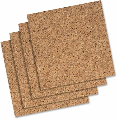 Corksidol Cork Board Tiles 12"x12" Bulletin Board-Cork Board- Ultra Strong Self Adhesive Backing for Classromm/Office/Floor/Wall/DIY-4 Pack - size: 4 Pack- 3/16" Thick