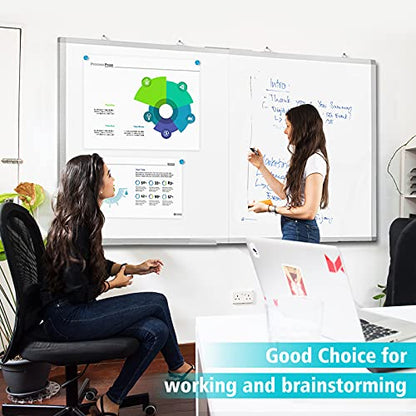White Board Dry Erase 60x40, Large Magnetic Whiteboard Maxtek Dry Erase Boards for Wall, Aluminum Presentation Wall-Mounted Marker Board with a Long Pen Tray for School, Classroom, Office & Home - size: 60"W x 40"H, style: Style B