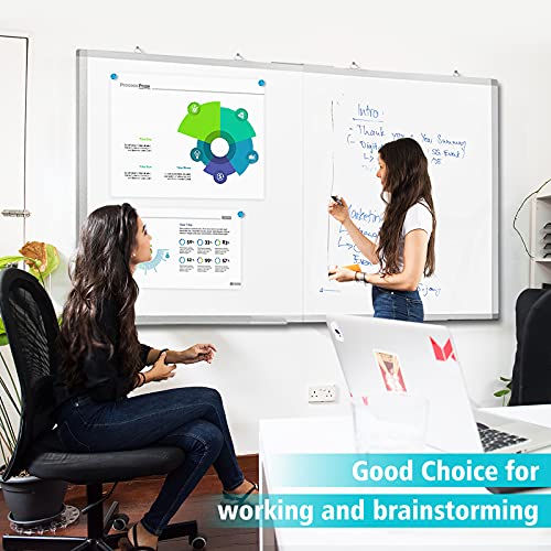 White Board Dry Erase 60x40, Large Magnetic Whiteboard Maxtek Dry Erase Boards for Wall, Aluminum Presentation Wall-Mounted Marker Board with a Long Pen Tray for School, Classroom, Office & Home - size: 60"W x 40"H, style: Style B