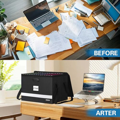 Fireproof File Box with Lock, Upgraded Fireproof Document Box with Reflective Strip, Portable File Organizer Filing Cabinet with Handle for Hanging Letter/Legal Folder, 15.5" x 12.3" x 10.5" | Fireproof - size: 15.5" x 12.3" x 10.5", style: Black1 Pack-23