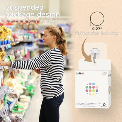 PARLAIM 1/2 Round Permanent Adhesive Color-Code Dot Stickers, 1000 Stickers Roll Dot Labels Dispenser Box Green Circle Labels Kraft - color: Kraft, size: 1 Roll-1000 Pack