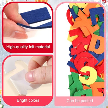 Breling 310 Pieces Felt Letter Bulletin Board Letters Sticker with Number 2" Bulk Self Adhesive ABC Upper Lowercase Sticky Letter for Xmas Gift Bulletin Board Classroom(Rainbow Color) - color: Rainbow Color