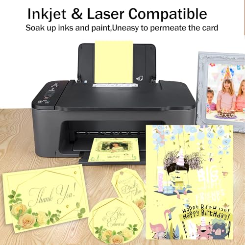 24 Sheets Yellow Cardstock 8.5 x 11 Thick Paper, Goefun 80lb Card Stock Printer Paper for Invitations, Menus, Wedding, DIY Cards - color: yellow