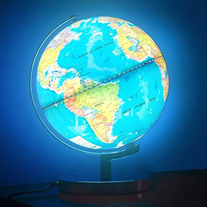 POOCCI 6 in1 Illuminated Large World Globe for Kids & Adults All Ages High Clear Map 12inch, Illuminates Educational Interactive STEM Toy, Light Up Kids Globe Lamp,Gifts For Boys And Girls - size: 12Inch