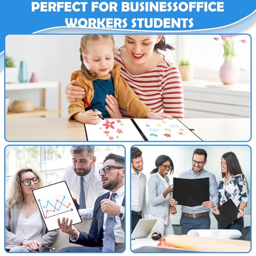 Double-Sided White Board 12x9 inch - Ultra-Thin 0.3" Portable Dry Erase Board with 3 Markers & Anti-Ghosting Surface | Magnetic-Ready | Foldable for Office, School, Travel, Homeschool (Black) - size: Double-A4 Black
