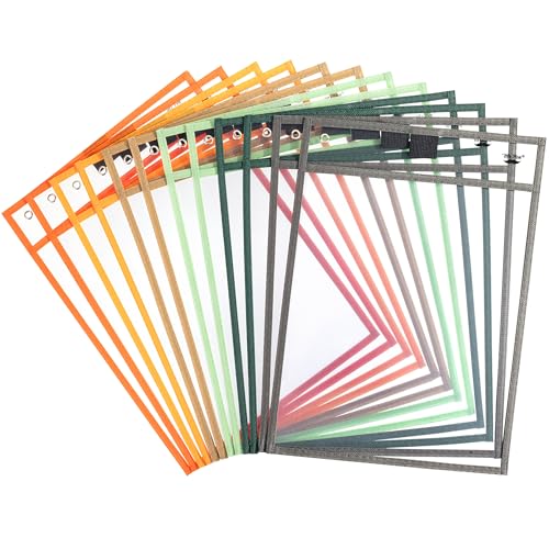 Mr. Pen- Reusable Dry Erase Pocket Sleeves, 10" x 14", 12 Pack | Autumn Color, Clear Plastic Paper Sleeves, Ticket Holders, Clear Plastic Sheet Protectors, Teacher, School - color: Autumn, size: 12 Pack