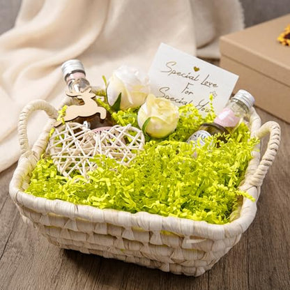 Mefleet 2 LB Crinkle Cut Paper Shred Filler Light Green Crinkle Shredded Paper for Gift Box - Gift Basket Bag Filler - Grass Cushion Stuffing for Christmas Holiday Packaging Wrapping - color: Light Green
