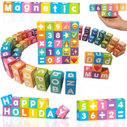 Magnetic Letters Blocks Alphabet & Numbers Blocks ABC Learning Toys for Kids Preschool Educational Kit Alphabet Magnets Birthday Gifts for Boys Girls 3+