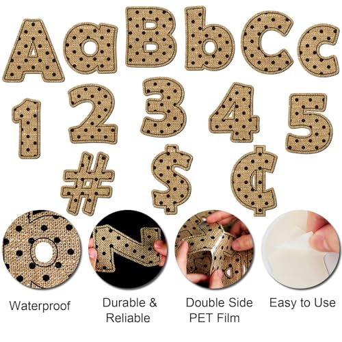 260pcs Letters Combo Pack Set Burlap Decorations Alphabet Letters Numbers Bulletin Board Block Accents Cutouts - style: Burlap