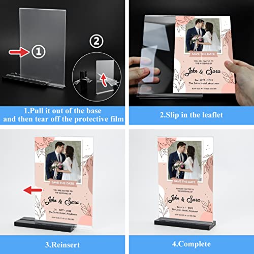 Acrylic Sign Holder 5x7, 6-Pack Plastic Clear Vertical Double-Sided Menu Display Stand with Double-Sided Display, Perfect for Restaurants, Offices, Exhibits - size: Vertical 6 Pack 5x7