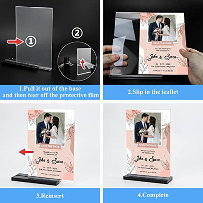 Acrylic Sign Holder 5x7, 6-Pack Plastic Clear Vertical Double-Sided Menu Display Stand with Double-Sided Display, Perfect for Restaurants, Offices, Exhibits - size: Vertical 6 Pack 5x7