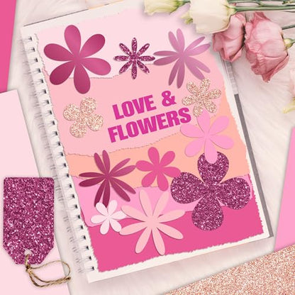 36 Sheets 12x12 Pink Cardstock Scrapbook Decorative Paper - 220gsm Pink Solid Glitter Shimmer - for Card Making Journaling Origami Scrapbook Paper Scrapbooking Supplies Spring