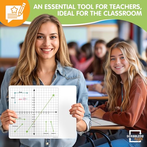 SCRIBBLEDO XY Graph Dry Erase Sheets 11”x14” Math Practice Small White Board Dry Erase Sheets Math Manipulatives Grid Whiteboard Sheets Math Supplies Homeschool Teacher Students Classroom Pack of 10