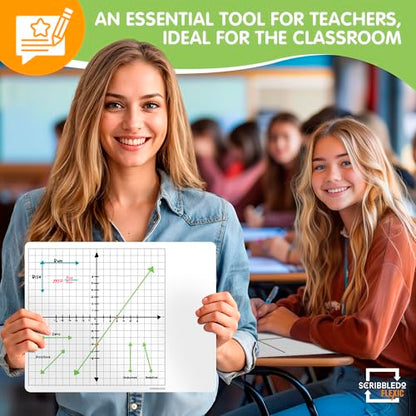 SCRIBBLEDO XY Graph Dry Erase Sheets 11”x14” Math Practice Small White Board Dry Erase Sheets Math Manipulatives Grid Whiteboard Sheets Math Supplies Homeschool Teacher Students Classroom Pack of 10