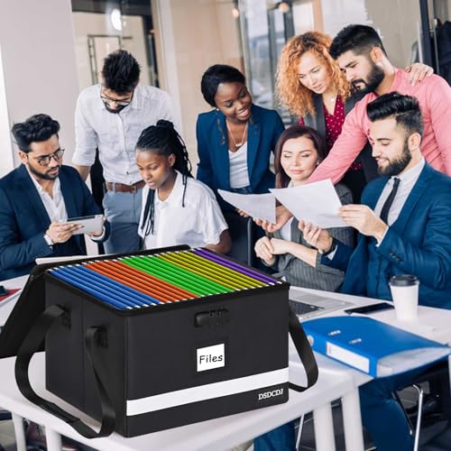 Fireproof File Box with Lock, Upgraded Fireproof Document Box with Reflective Strip, Portable File Organizer Filing Cabinet with Handle for Hanging Letter/Legal Folder, 15.5" x 12.3" x 10.5" | Fireproof - size: 15.5" x 12.3" x 10.5", style: Black1 Pack-23
